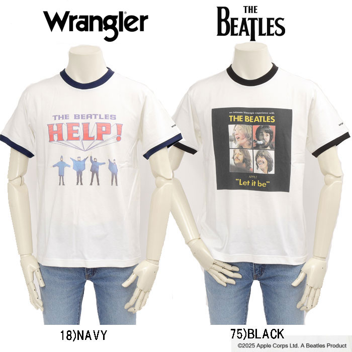 Wrangler ラングラー Beatles ビートルズ wt9013 プリントTシャツ HELP 半袖 ショートスリーブ メンズ レディース トップス ジョンレノン JohnLennon の画像