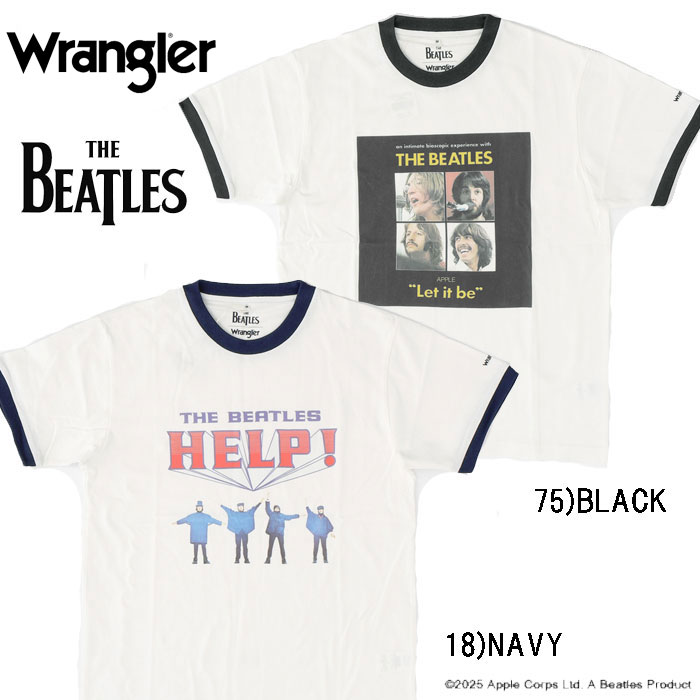 Wrangler ラングラー Beatles ビートルズ wt9013 プリントTシャツ HELP 半袖 ショートスリーブ メンズ レディース トップス ジョンレノン JohnLennon の画像