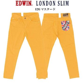 EDWIN　E1410  LONDON SLIM COLOR  ツイルストレッチカラースリム  綿98％　ポリウレタン2％　   牛革ラベル　太もも細目のスリム 　の画像