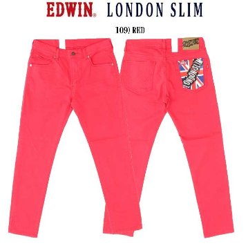 EDWIN　E1410  LONDON SLIM COLOR  ツイルストレッチカラースリム  綿98％　ポリウレタン2％　   牛革ラベル　太もも細目のスリム 　の画像