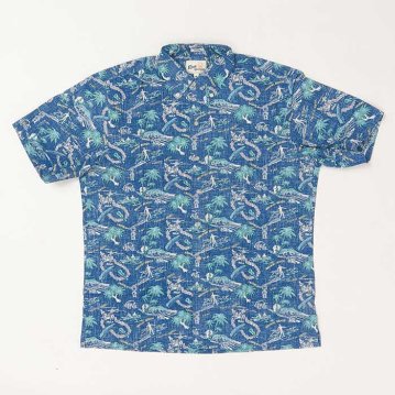 reynspooner レインスプーナー　125-5613 前開　ボタンフロント アロハ シャツ　ハワイ 夏 半袖 トップス 0408）VALLARTA BLUEの画像