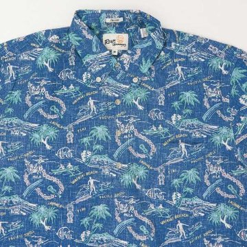 reynspooner レインスプーナー　126-5613 プルオーバー アロハ シャツ　ハワイ 夏 半袖 トップス 0408）VALLARTA BLUEの画像