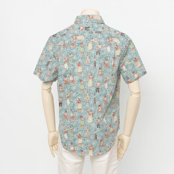 reynspooner レインスプーナー　193-5622 HULA　NODDERS TAILORED F 0482)NILE BLUE フルオープン アロハ シャツ　ハワイ 夏 半袖 トップス の画像