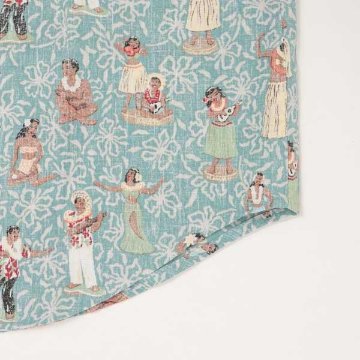 reynspooner レインスプーナー　193-5622 HULA　NODDERS TAILORED F 0482)NILE BLUE フルオープン アロハ シャツ　ハワイ 夏 半袖 トップス の画像