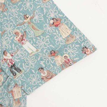 reynspooner レインスプーナー　193-5622 HULA　NODDERS TAILORED F 0482)NILE BLUE フルオープン アロハ シャツ　ハワイ 夏 半袖 トップス の画像
