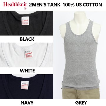 Healthknit　ベーシック　2枚セット　2P　-2048　リブタンクトップ　US Cottonの画像