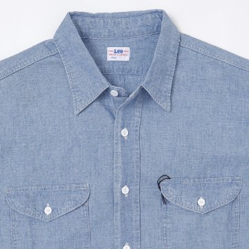 Lee メンズ LM7233 Chambray Work Shirts 長袖シャツ ユッタリフィット　シャンブレー　綿100％ ワークシャツ　ツーポケットの画像
