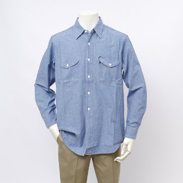 Lee メンズ LM7233 Chambray Work Shirts 長袖シャツ ユッタリフィット　シャンブレー　綿100％ ワークシャツ　ツーポケットの画像