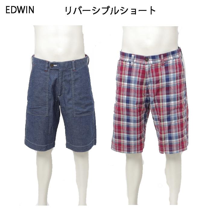 EDWIN 45268-100 シャンブレー　リバーシブル　シャンブレー＆　　マドラスチェックの画像