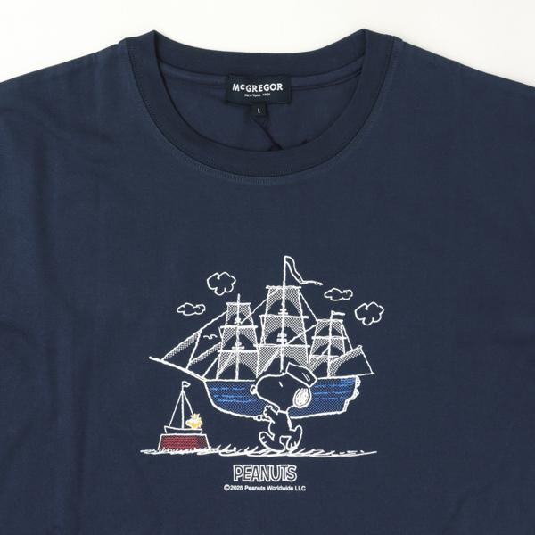 マッグレガー 113725402 PEANUTS　Tee スヌーピー＆ウッドストック 綿100％　メンズ　紳士　Tシャツ　の画像