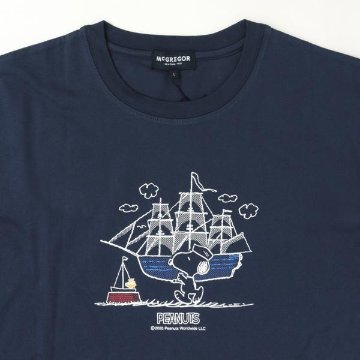 マッグレガー 113725402 PEANUTS　Tee スヌーピー＆ウッドストック 綿100％　メンズ　紳士　Tシャツ　の画像