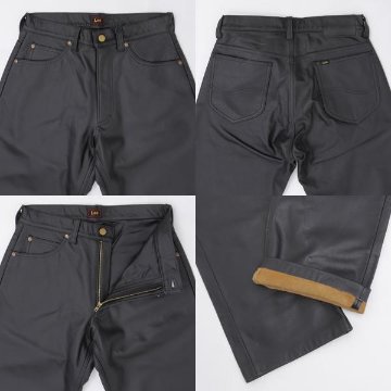 lee　Riders   レザーパンツ　LM9904　175）ブラック　LEATHER RIDERSPANTS 　革　ブラックの画像