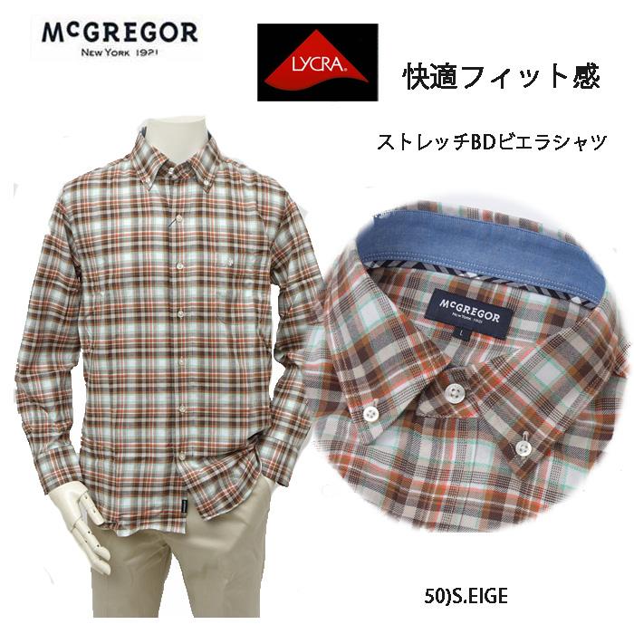 40％OFF　メンズ　マクレガー ビエラBDシャツ　快適ストレッチライクラッファイバー　111174612 LYCRA 快適伸縮機能 綿95％　ポリウレタン5％ M,L,XL　メンズシャツ　秋冬の画像