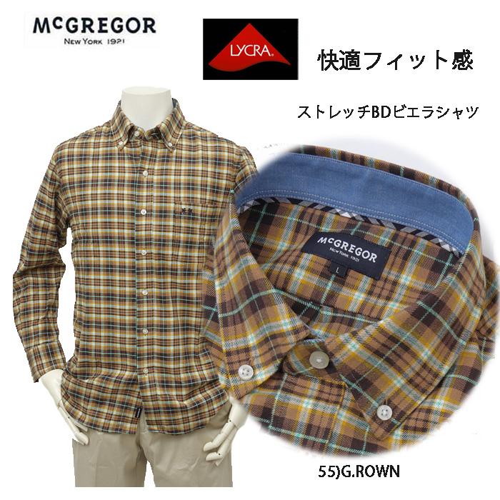 40％OFF　メンズ　マクレガー ビエラBDシャツ　快適ストレッチライクラッファイバー　111174612 LYCRA 快適伸縮機能 綿95％　ポリウレタン5％ M,L,XL　メンズシャツ　秋冬の画像