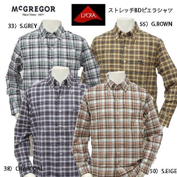 40％OFF　メンズ　マクレガー ビエラBDシャツ　快適ストレッチライクラッファイバー　111174612 LYCRA 快適伸縮機能 綿95％　ポリウレタン5％ M,L,XL　メンズシャツ　秋冬の画像
