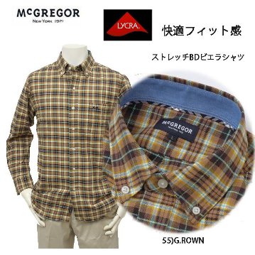 40％OFF　メンズ　マクレガー ビエラBDシャツ　快適ストレッチライクラッファイバー　111174612 LYCRA 快適伸縮機能 綿95％　ポリウレタン5％ M,L,XL　メンズシャツ　秋冬の画像