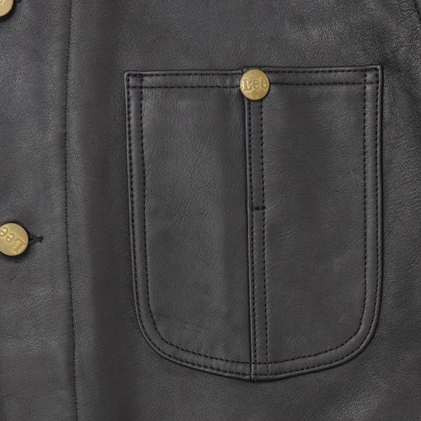 Lee LM9903 レザー　ロコジャケット 175）Black　羊革　レザー　カバーオール　ハーフジャケット　Loco Jacketの画像