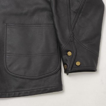 Lee LM9903 レザー　ロコジャケット 175）Black　羊革　レザー　カバーオール　ハーフジャケット　Loco Jacketの画像