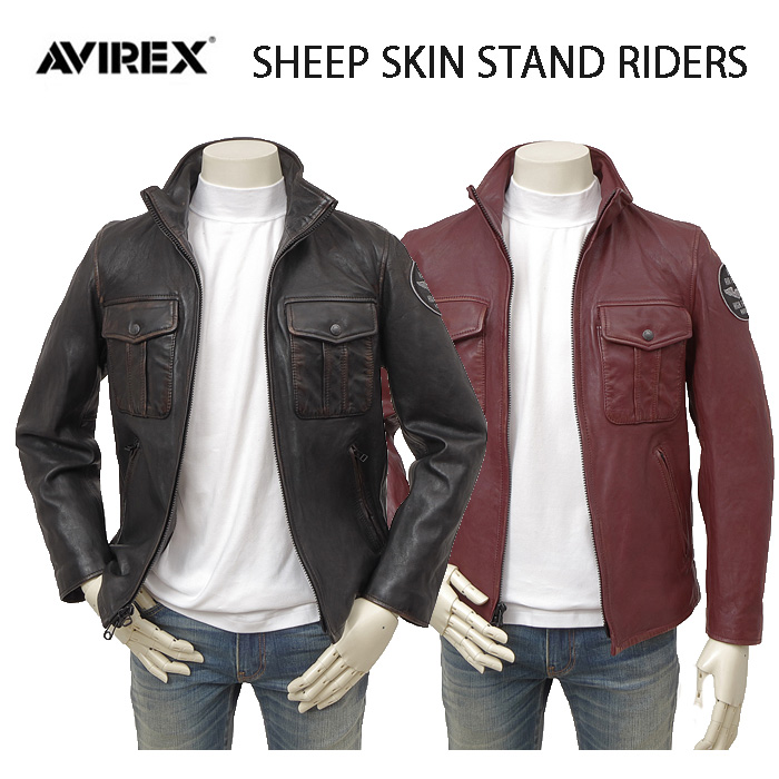 AVIREX アビレックス 5250012 SHEEP SKIN STAND RIDERS  レザー 羊革 メンズ アウター シープレザー の画像