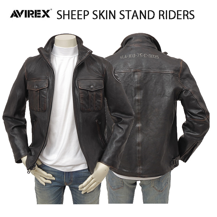 AVIREX アビレックス 5250012 SHEEP SKIN STAND RIDERS  レザー 羊革 メンズ アウター シープレザー の画像