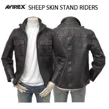 AVIREX アビレックス 5250012 SHEEP SKIN STAND RIDERS  レザー 羊革 メンズ アウター シープレザー の画像