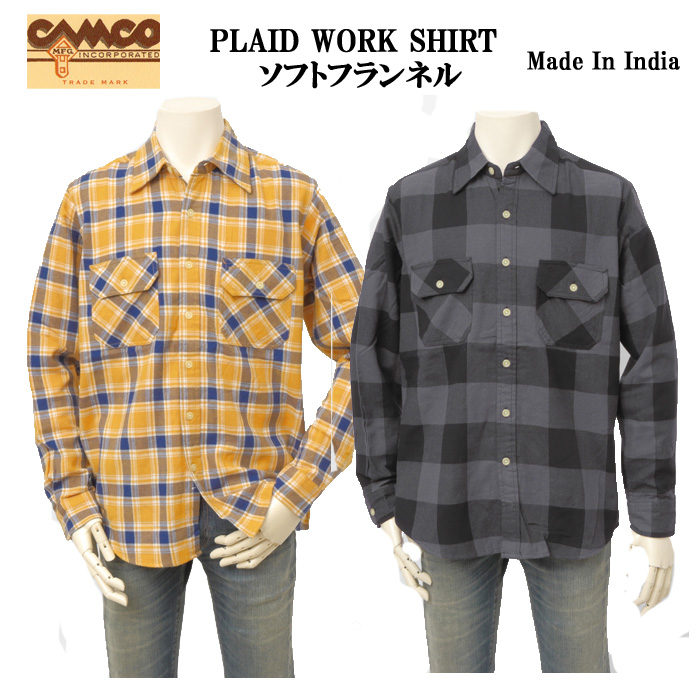 CAMCO カムコ PLAID WORK SHIRT ソフトフランネルシャツ 秋冬 メンズ トップス コットン100％の画像