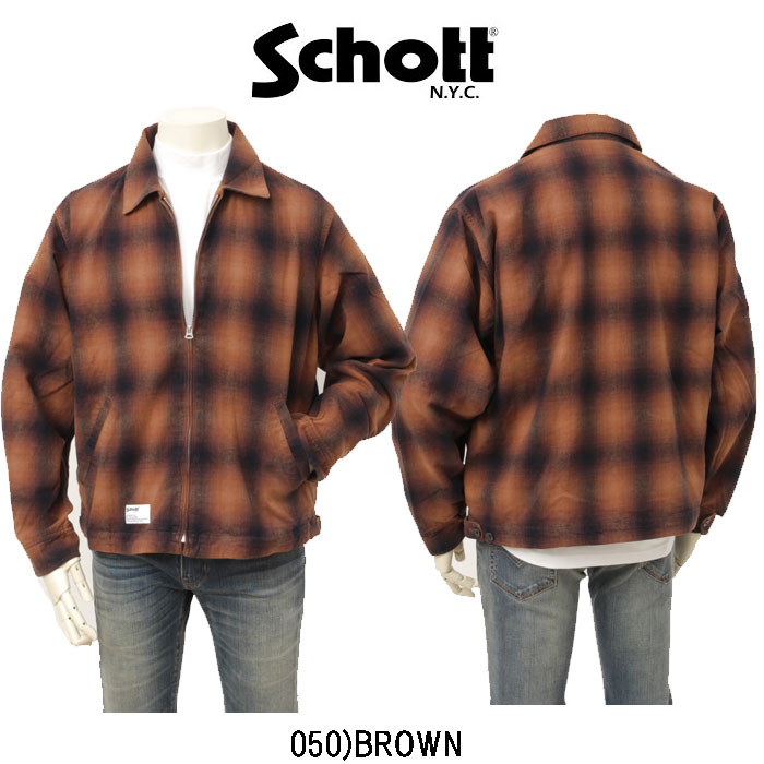 Schott ショット 5252005 オンブレジップアップ ジャケット メンズ アウター フランネル 秋 冬 の画像