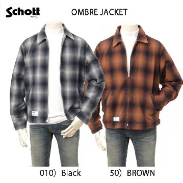 Schott ショット 5252005 オンブレジップアップ ジャケット メンズ アウター フランネル 秋 冬 の画像