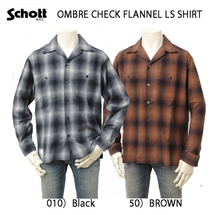 Schott ショット 5220004 オンブレ フランネル チェッ ク シャツ メンズ トップス 秋冬 コットンの画像