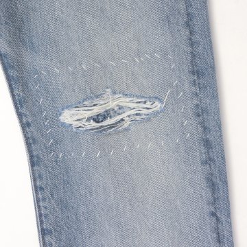 LEVI'S リーバイス 00501-3736 501 ストレート ダメージ リペア加工 赤耳 セルビッジ ダメージ加工 L32の画像