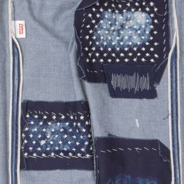 LEVI'S リーバイス 00501-3736 501 ストレート ダメージ リペア加工 赤耳 セルビッジ ダメージ加工 L32の画像
