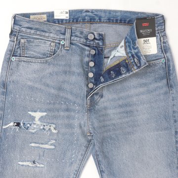 LEVI'S リーバイス 00501-3736 501 ストレート ダメージ リペア加工 赤耳 セルビッジ ダメージ加工 L32の画像