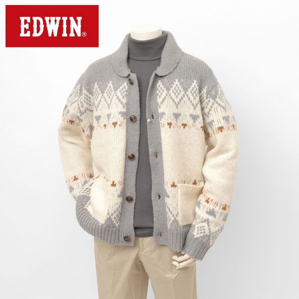EDWIN エドウィン et6155 カウチン カーディガン セーター メンズ cowichan 秋 冬の画像