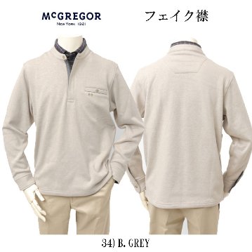 McGREGOR マクレガ 111615801 裏起毛 メンズ ゴルフ 紳士 フェイク襟 長袖 トップス の画像