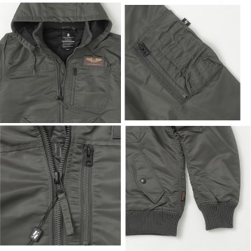 Valley apparel バリーアパレル VA5001 HOODED RIB FLIGHT フーデッドリブジャケット ミりタリー alpha サーモライト 暖かファブリック ブルゾン　ジャケット　の画像