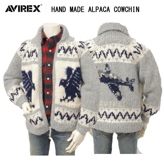 AVIREX アビレックス 783-5240002 382)OXFORD HAND MADE ALPACA COWCHIN "ICON OF FLYINGS"  ジップアップカウチンセーター の画像
