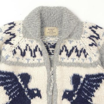 AVIREX アビレックス 783-5240002 382)OXFORD HAND MADE ALPACA COWCHIN "ICON OF FLYINGS"  ジップアップカウチンセーター の画像