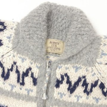 AVIREX アビレックス 783-5240002 382)OXFORD HAND MADE ALPACA COWCHIN "ICON OF FLYINGS"  ジップアップカウチンセーター の画像