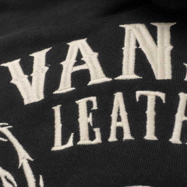 VANSON バンソン 裏起毛 ジップパーカー フーディー コットン100％ 刺繍 バイカー アメカジ ストリートブラックの画像