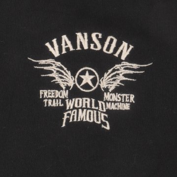 VANSON バンソン 裏起毛 ジップパーカー フーディー コットン100％ 刺繍 バイカー アメカジ ストリートブラックの画像