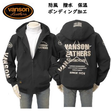 VANSON バンソン ボンディング　ジップパーカー ジャケット　ブルゾン 刺繍 バイカー アメカジ ストリート 防風、撥水、保温　3機能の画像