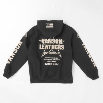 VANSON バンソン ボンディング　ジップパーカー ジャケット　ブルゾン 刺繍 バイカー アメカジ ストリート 防風、撥水、保温　3機能の画像