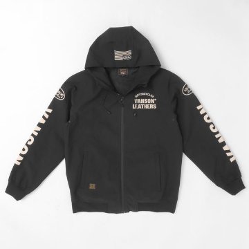 VANSON バンソン ボンディング　ジップパーカー ジャケット　ブルゾン 刺繍 バイカー アメカジ ストリート 防風、撥水、保温　3機能の画像
