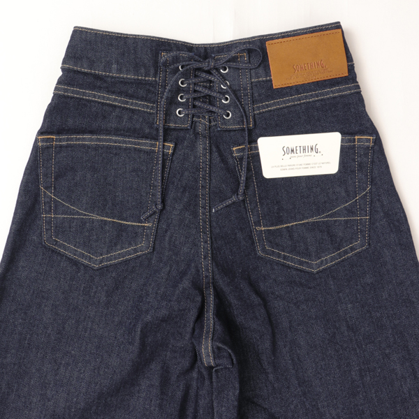 Something サムシング SEA580 LISA レースアップ ワイド デニム パンツ レディースの画像