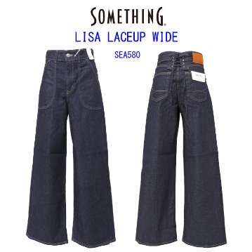 Something サムシング SEA580 LISA レースアップ ワイド デニム パンツ レディースの画像