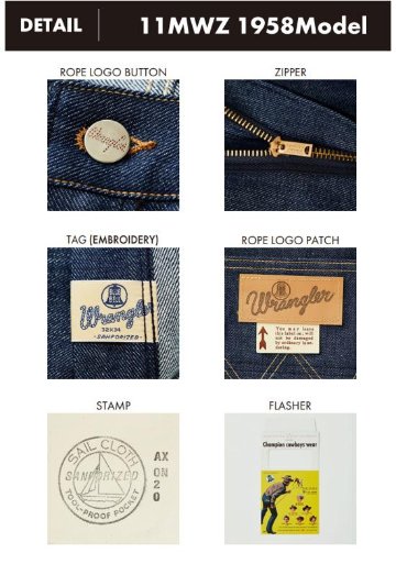 Wrangler ラングラー WM1158 11MWZ1958 Model 189)Rigid Zipper Fly Left Hand Sevedge Denimの画像
