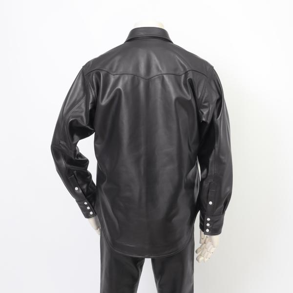 ラングラー Ｗrangler 27MW Leather Western Shirt  WM0027-775）Black　 表地　羊革 LEATHERの画像