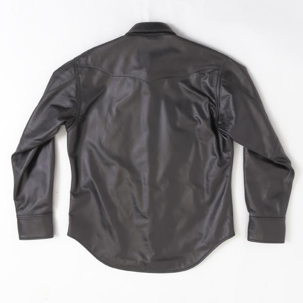 ラングラー Ｗrangler 27MW Leather Western Shirt  WM0027-775）Black　 表地　羊革 LEATHERの画像