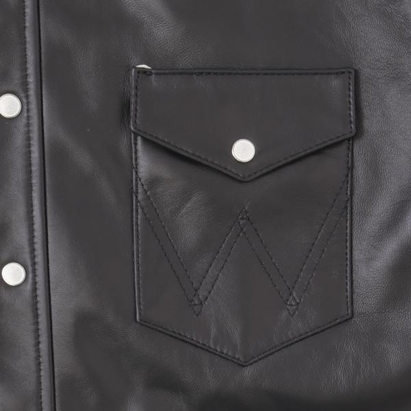 ラングラー Ｗrangler 27MW Leather Western Shirt  WM0027-775）Black　 表地　羊革 LEATHERの画像