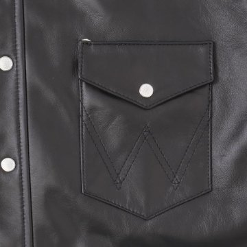 ラングラー Ｗrangler 27MW Leather Western Shirt  WM0027-775）Black　 表地　羊革 LEATHERの画像